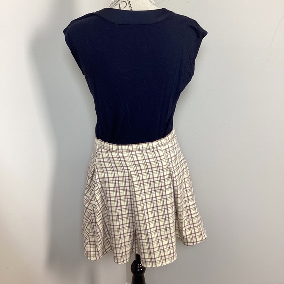 SO Clothing Women’s Cream Brown Plaid Pleated Mini Skirt - Picture 2 of 6